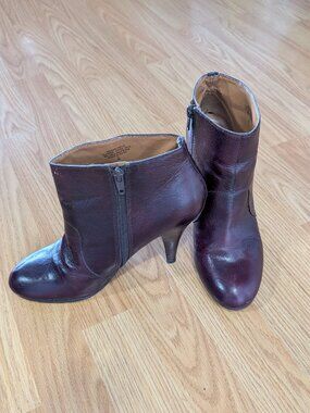 Nine West Burgundy Leather Ankle Boots Women’s Size 9 M